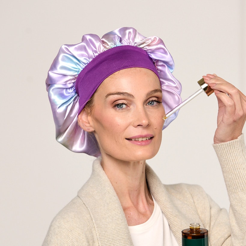 Silky Satin Unicorn or Leopard Head Scarf Cap and Sleeping Bonnet#select-design_unicorn