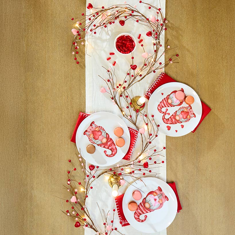 Lighted Pink and Red Heart Garland - Battery Operated