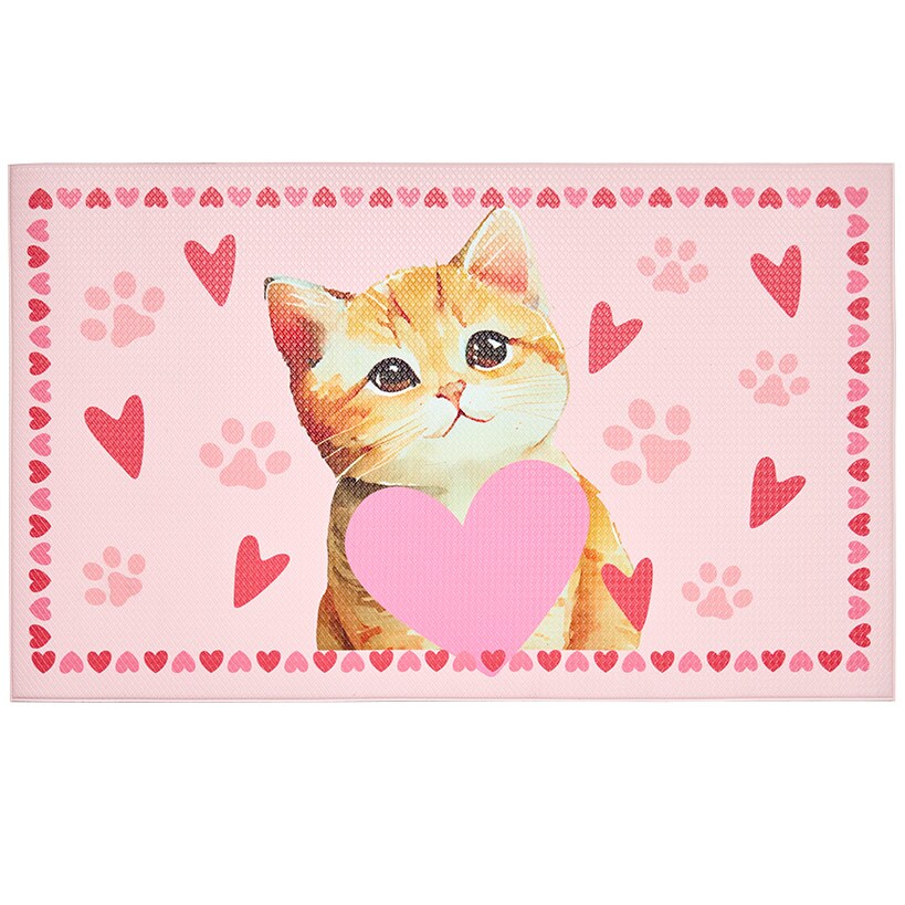 Kitchen Runner Rug Hearts and Cat