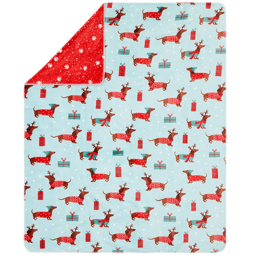 Holiday Pet-Themed Reversible Heavyweight Flannel Throws