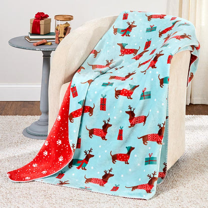 Holiday Pet-Themed Reversible Heavyweight Flannel Throws