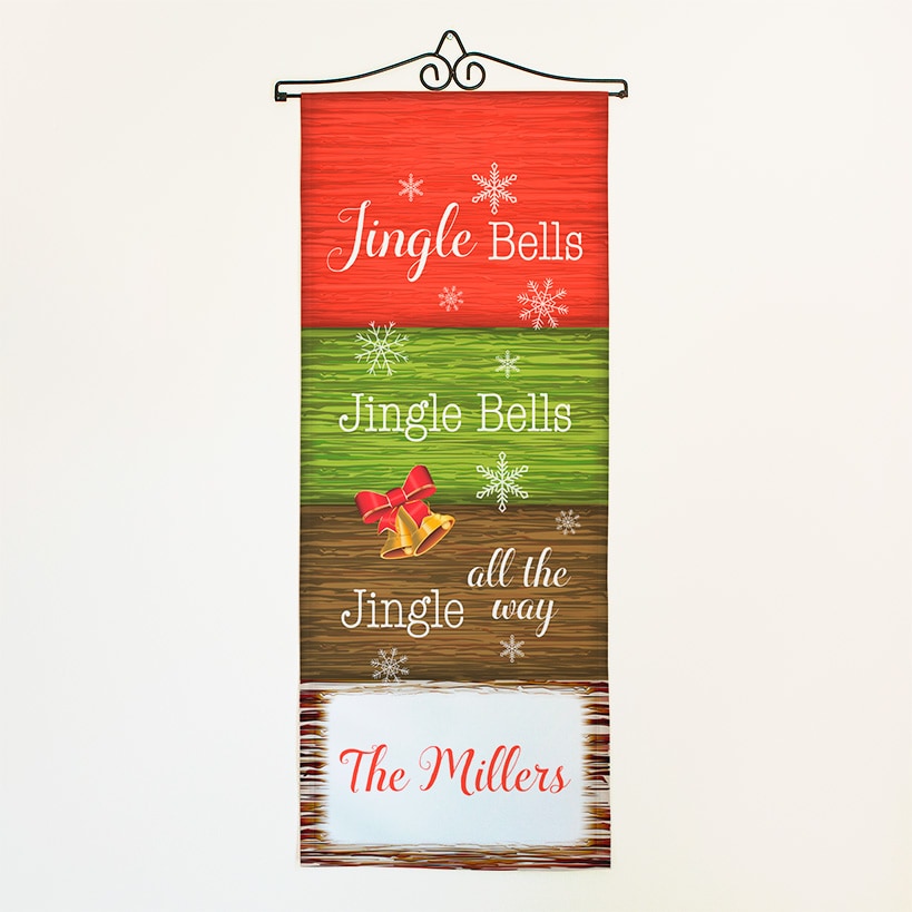 Personalized Christmas Jingle Bells Garden Flag or Doormat