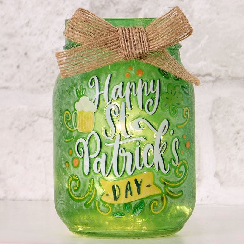 Valentine's And St Patrick's Fairy Light Mason Jar Décor#select-holiday_st.-patrick's-day