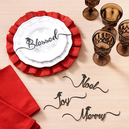 Christmas Place Setting Sentiment Word Décor or Salad Plates - Set of 4
