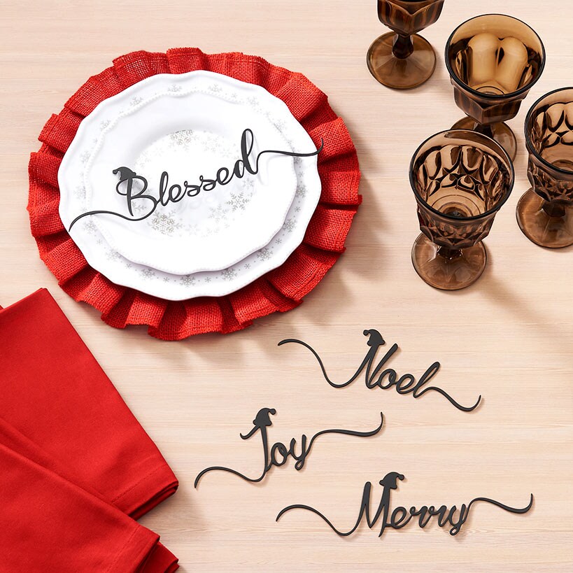 Christmas Place Setting Sentiment Word Décor or Salad Plates - Set of 4#select-item_set-of-4-christmas-sentiments