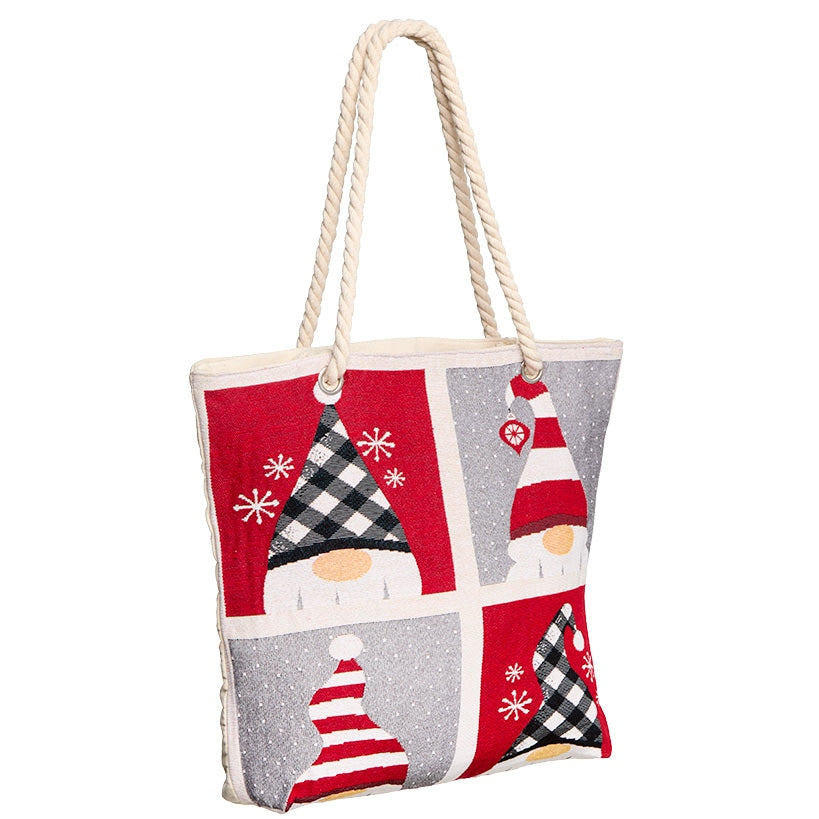 Holiday Tapestry Tote with Rope Handle