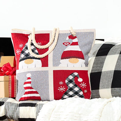 Holiday Tapestry Tote with Rope Handle