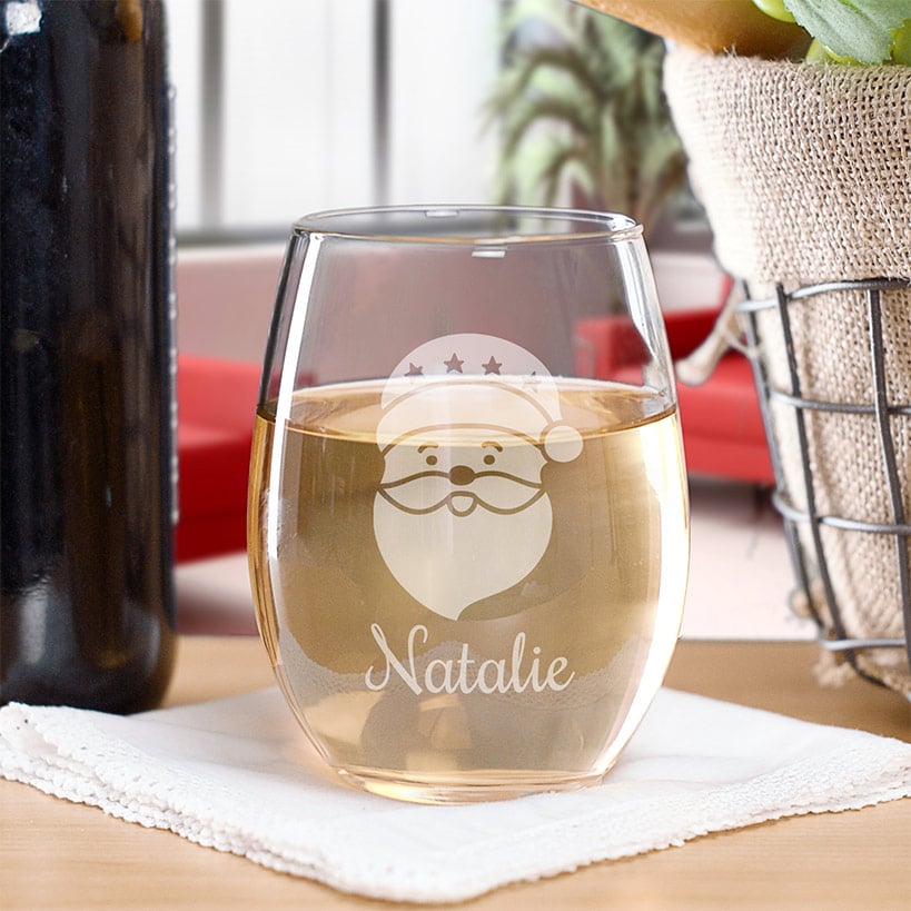 Personalized Christmas Icons Wine Glass