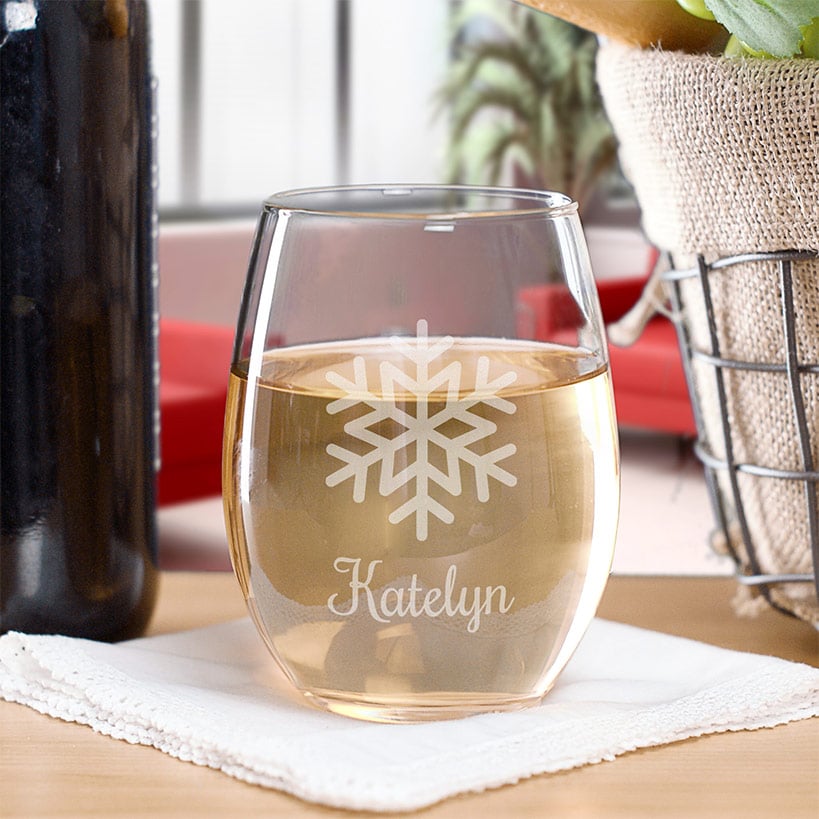 Personalized Christmas Icons Wine Glass