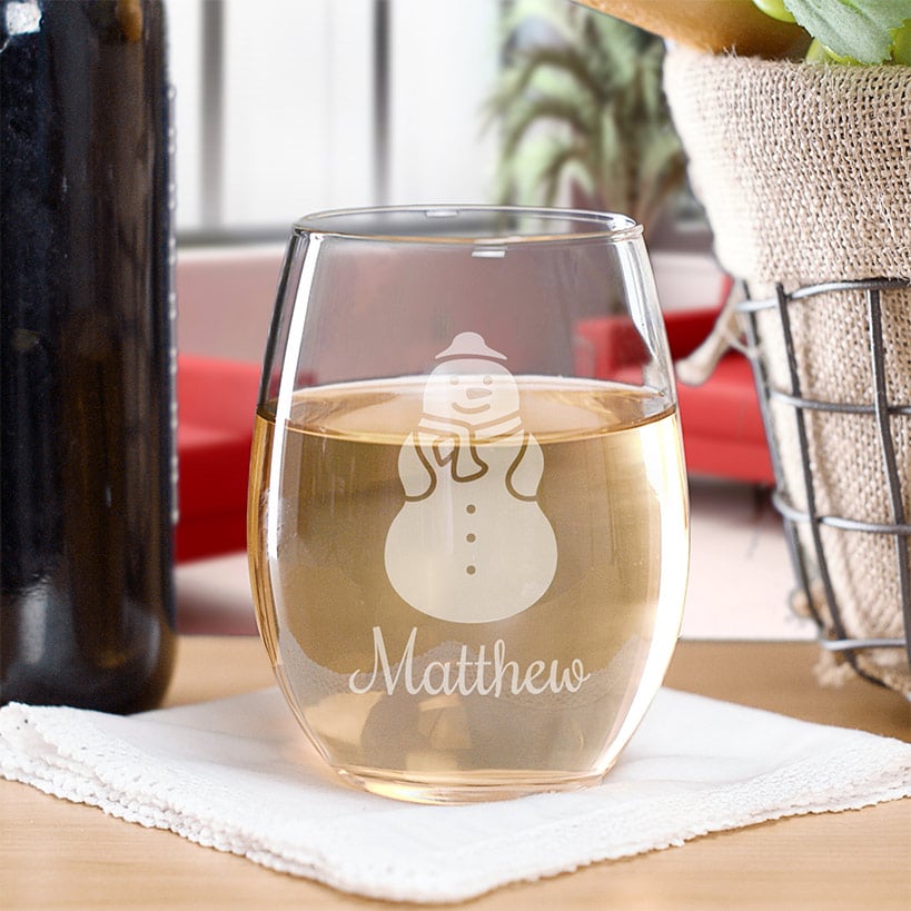 Personalized Christmas Icons Wine Glass