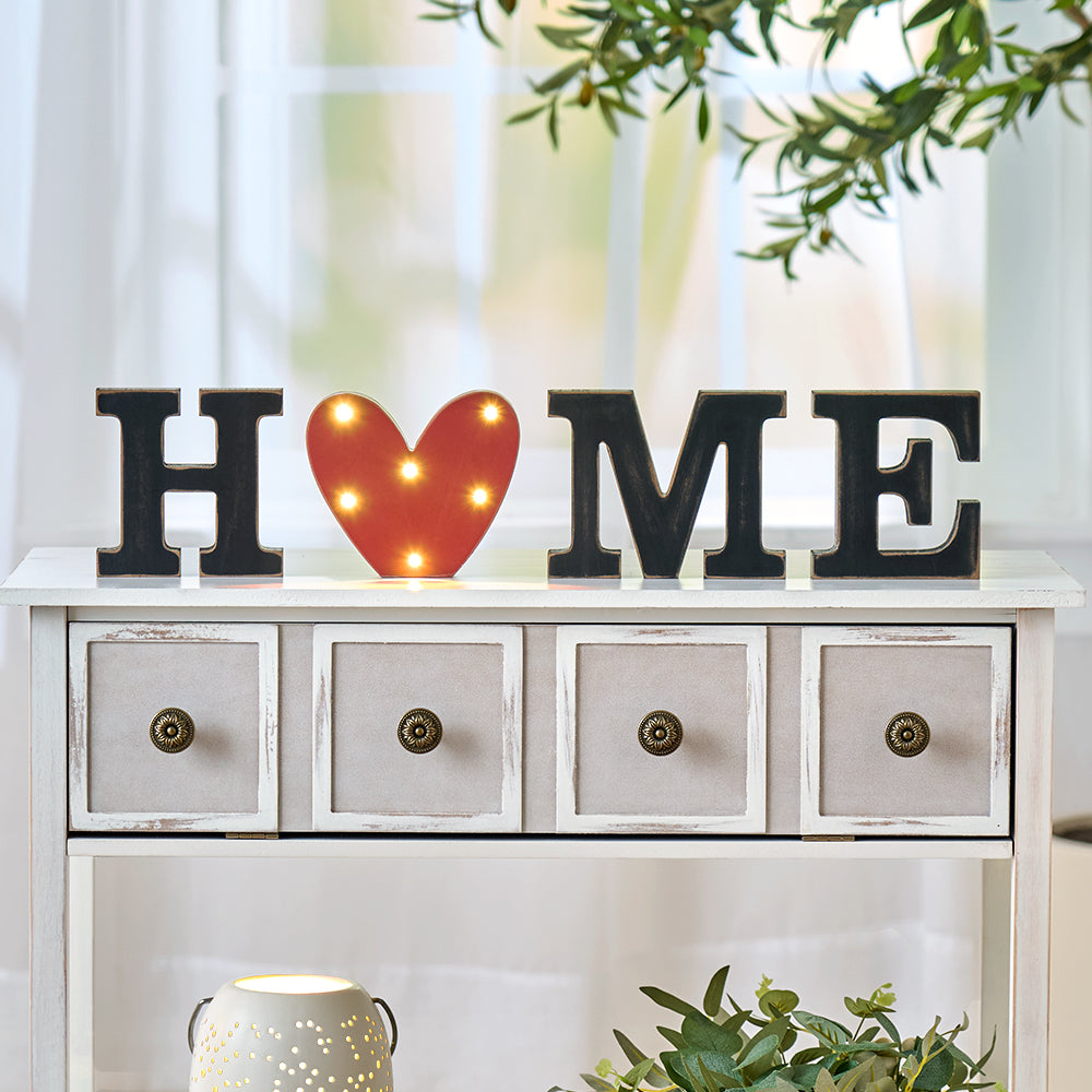 Home Sign with Lighted Heart or Set of 4 Icons