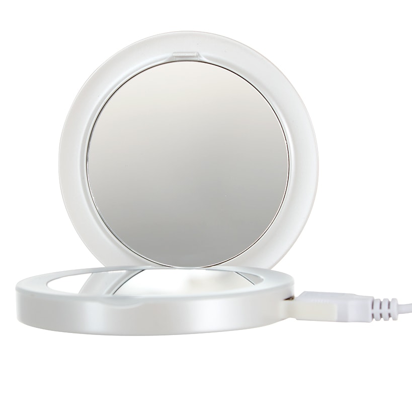 Compact Cosmetic Case with LED Mirror and USB Charging Port