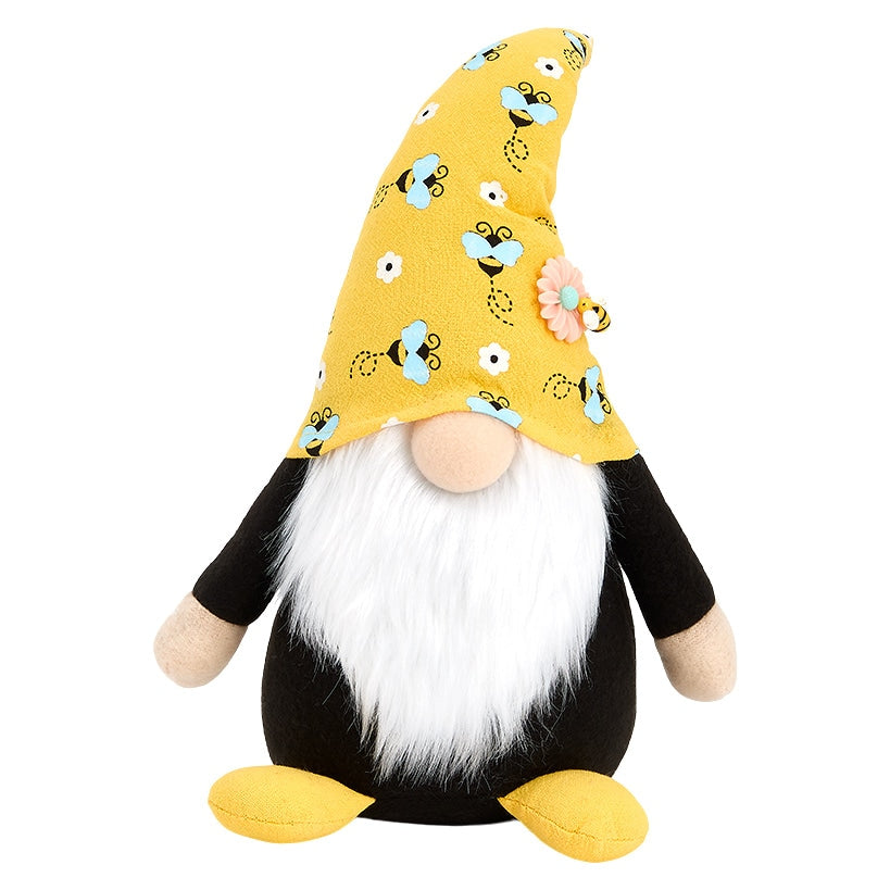 Whimsical Plush Bee Gnome with Buzzing Bees