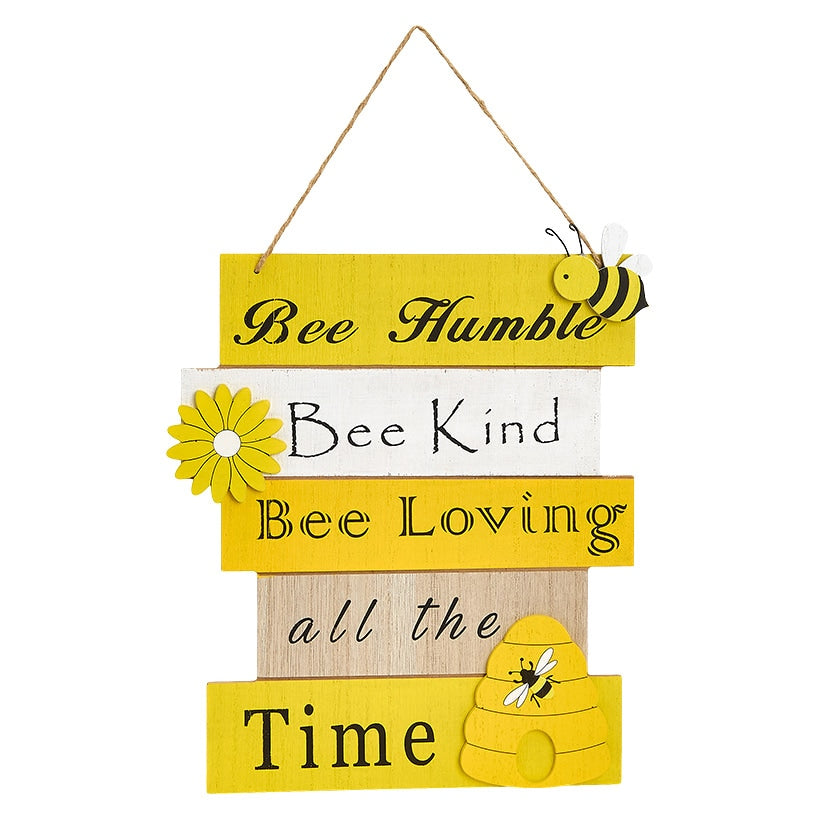 Rustic Bee Wall Sign With Uplifting Messages