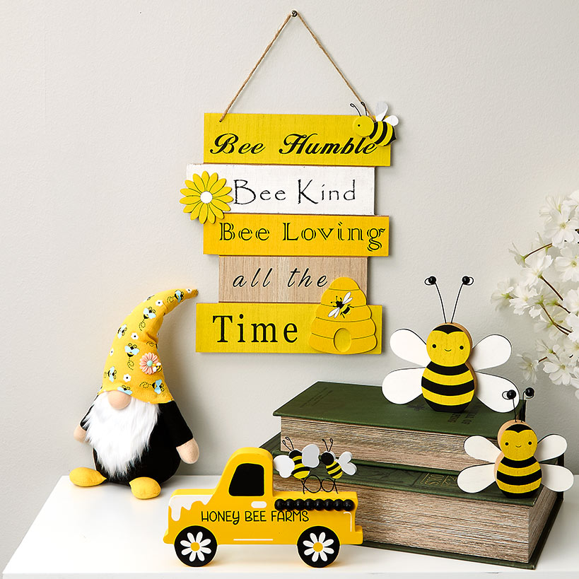 Whimsical Honey Pair of Bees Decor