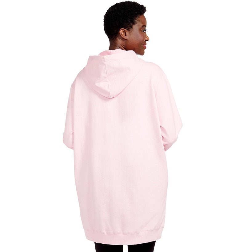 Pink Hooded Long Terry Sweatshirt with "Love"