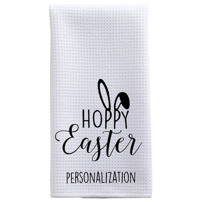 Personalized Hoppy Easter Tea Towel