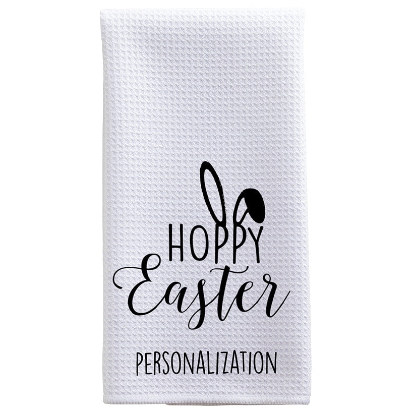 Personalized Hoppy Easter Tea Towel