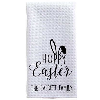 Personalized Hoppy Easter Tea Towel
