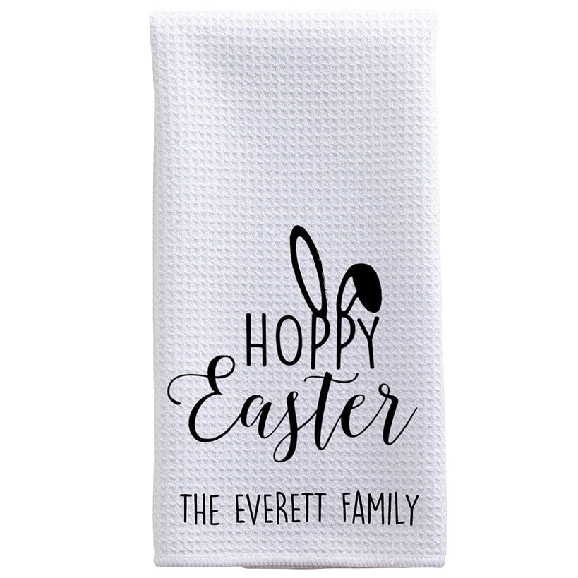 Personalized Hoppy Easter Tea Towel
