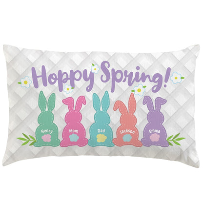 Personalized Hoppy Spring Bunnies Lumbar Pillow
