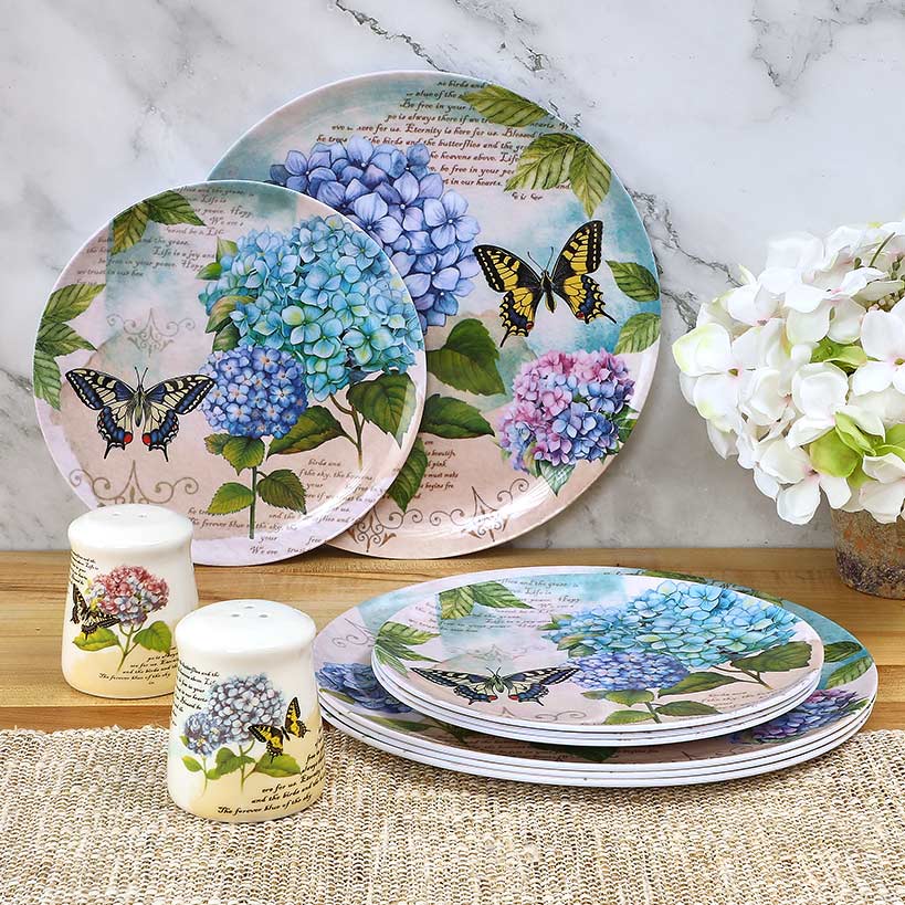Hydrangea & Butterfly Dinner Plates - Set of 4