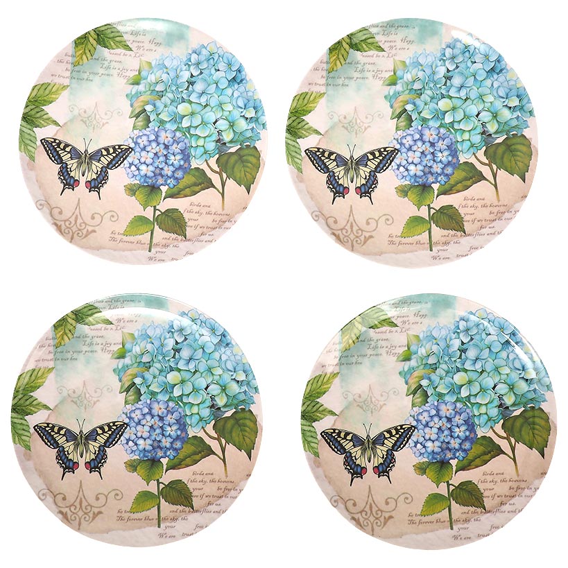Hydrangea & Butterfly Salad Plates - Set of 4
