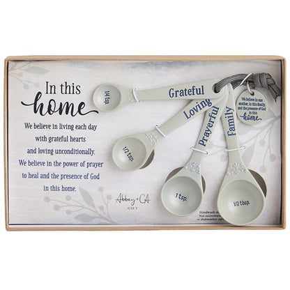 In This Home Collection - Pie Plate, Utensil Crock, Measuring Spoons