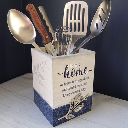 In This Home Collection - Pie Plate, Utensil Crock, Measuring Spoons