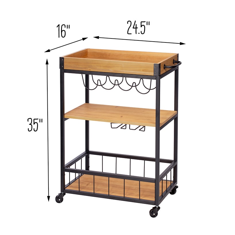 Industrial Bar Cart with Removable Serving Tray