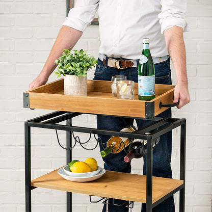 Industrial Bar Cart with Removable Serving Tray