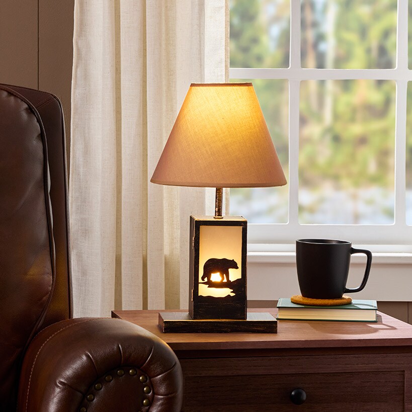 Woodland Animal Silhouette Tabletop Lamp - Bear, Moose, or Wolf#select-lamp_bear
