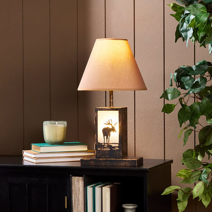 Woodland Animal Silhouette Tabletop Lamp - Bear, Moose, or Wolf