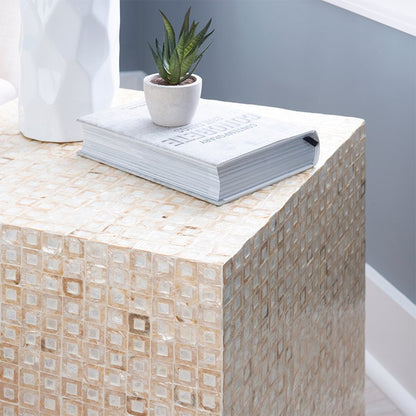 Ivory Pippit Capiz Square Accent Table