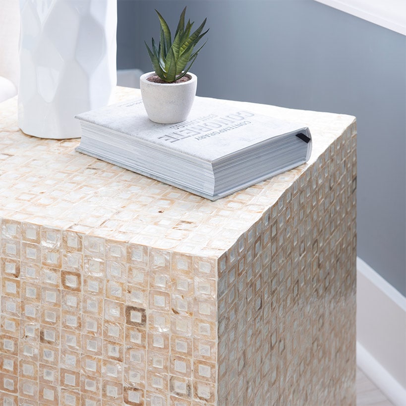 Ivory Pippit Capiz Square Accent Table