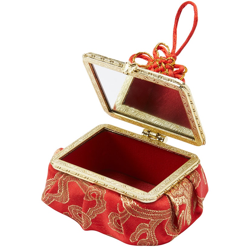 Vintage Small Fabric Jewelry Box with Mirror
