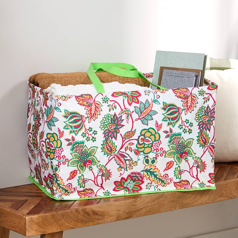 Jumbo Household Storage Tote with Handles in Paisley Print#select-bin_spring-paisley