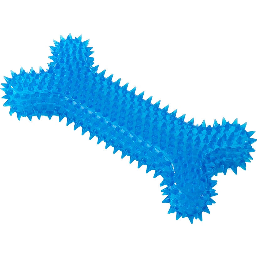 Jumbo Spike Chew Bone Toy Pink Or Blue With Squeaker For Dental Health