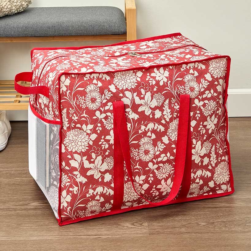 Jumbo Printed Storage Bag With Handles#select-bag_floral-red-vine