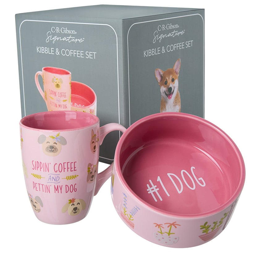 Pet Lover Dog Bowl and Coffee Mug Matching Gift Set