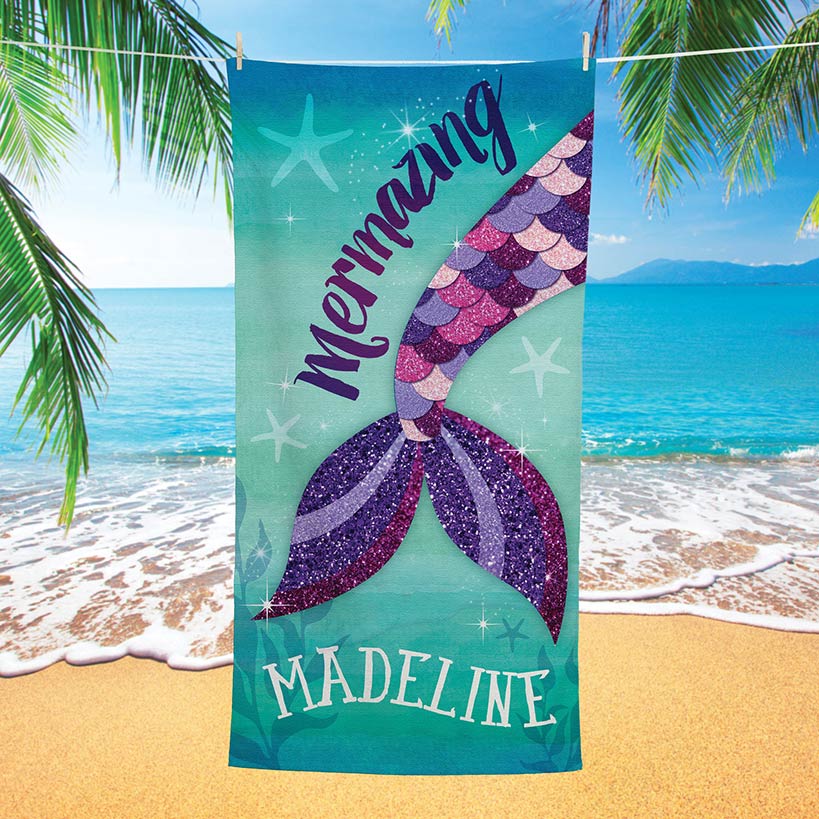 Personalized Kids Beach Towels#select-towel_mermazing