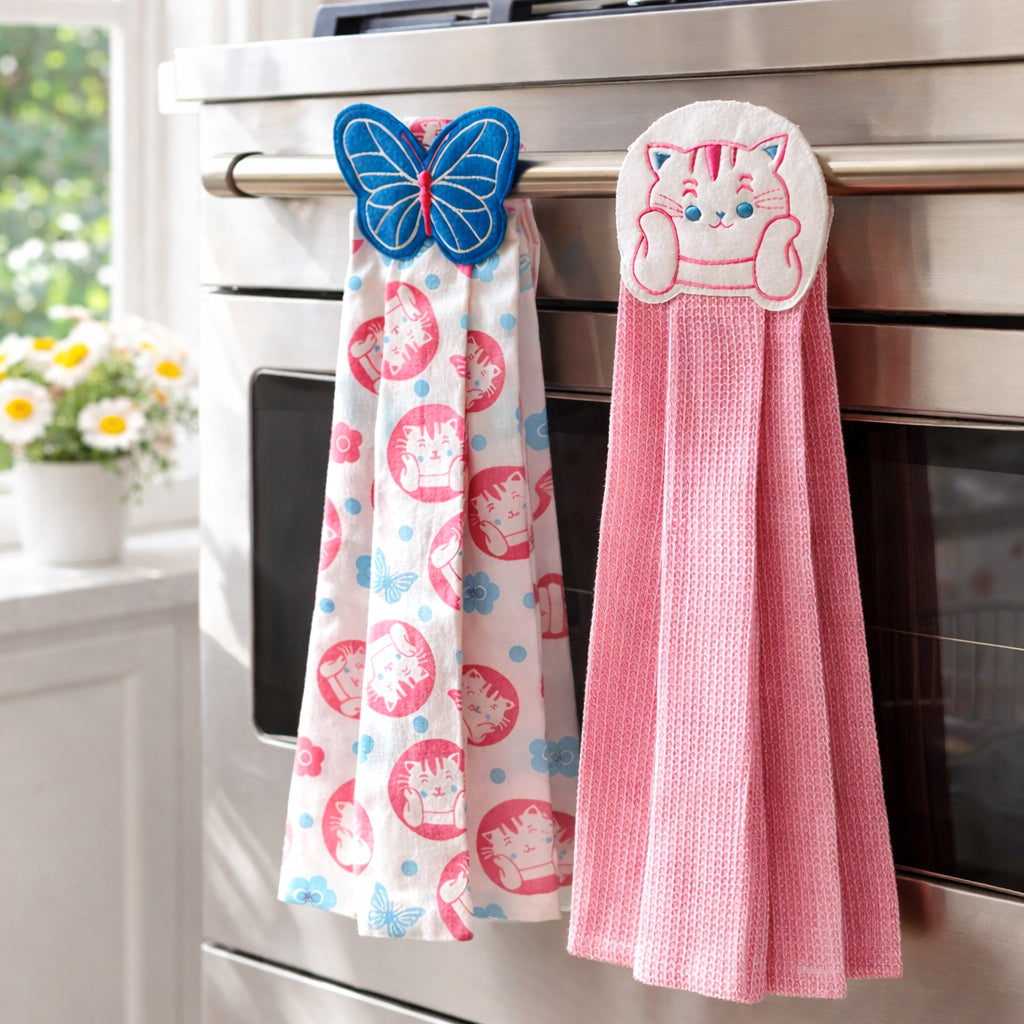 Kitchen Towels Summertime Cat Set of 2