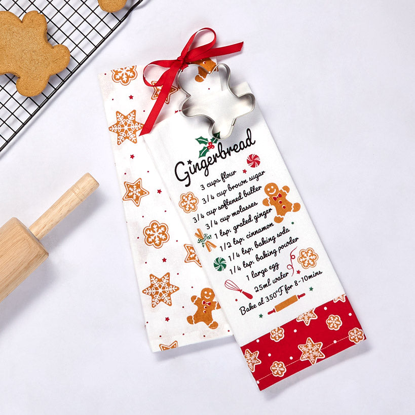 Holiday Gift Ideas or Gingerbread Kitchen Towels with Cookie Cutter