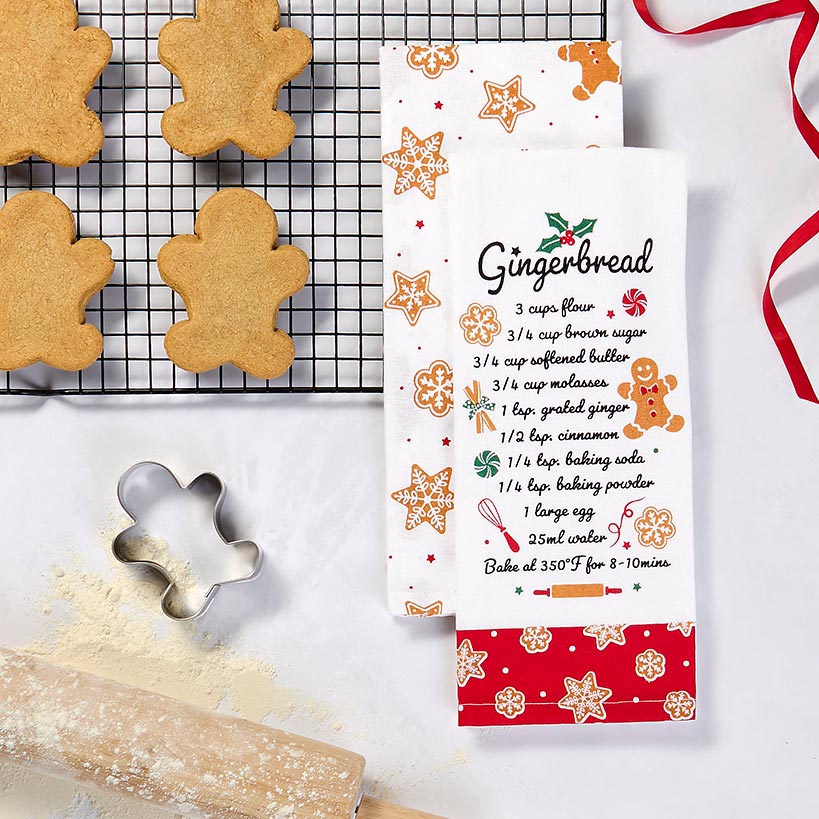 Holiday Gift Ideas or Gingerbread Kitchen Towels with Cookie Cutter