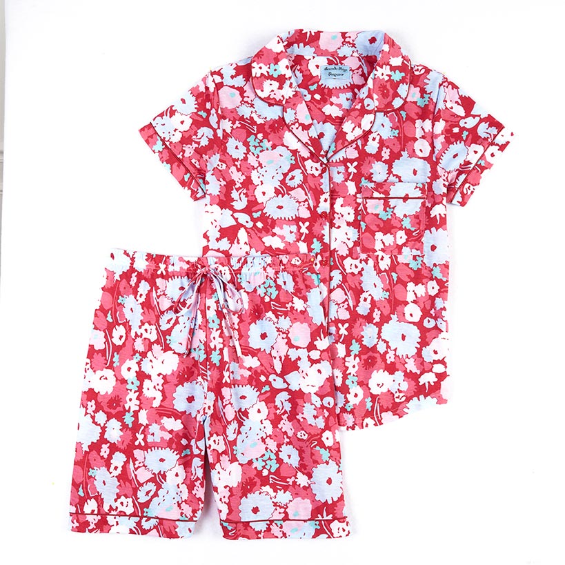 Knit Floral Print Bermuda Pajama Sets