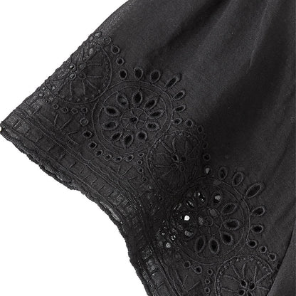 Flutter Sleeve Eyelet Knit Tops