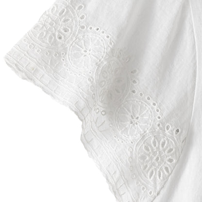 Flutter Sleeve Eyelet Knit Tops