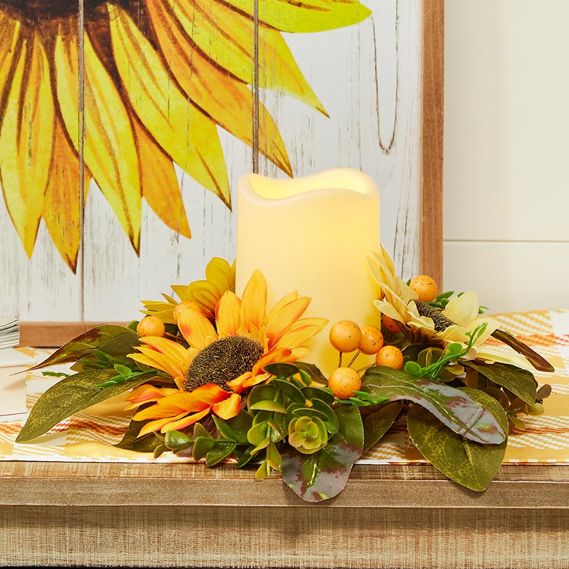 Sunflower LED Candle with Sunflower Ring#select-item_led-candle-with-sunflower-ring