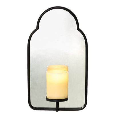 Elegant Mirror Wall Sconce With LED Candle - Black or Gold