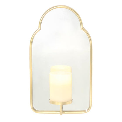Elegant Mirror Wall Sconce With LED Candle - Black or Gold